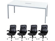 Netforce/��c�e�[�u��1��+�G�O�[�N�e�B�u�`�F�A4�r�Z�b�g 4�l�p��c�Z�b�g W1800 �z���C�g�~�`�F�A�u���b�N/GLM-1890H-S8-WH