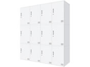 Netforce/�L���[�{�C�h ���b�J�[ 12�l�p 4��3�i �V�����_�[�� ����600mm �X�`�[�� �z���C�g�~�z���C�g/CUB3560S12-WHWH