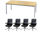 Netforce/��c�e�[�u��1��+�G�O�[�N�e�B�u�`�F�A4�r�Z�b�g 4�l�p��c�Z�b�g W1800 �i�`�������~�`�F�A�u���b�N/GLM-1890H-S8-NA