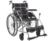 カワムラサイクル/車いす 自走用・アルミ製 背折れ式 黒チェック/KV22-40SB