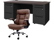 Netforce/�f�X�N�`�F�A�Z�b�g ����3�i W1600 �����f�X�N+�`�F�A ���~�u���E��/LRD167BKDBRBR33