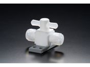 フロンケミカル/チューブ継手 フッ素樹脂 PTFE 二方バルブ圧入型ベース付 1/4パイ NR1327-005