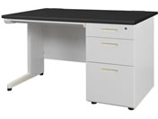 Netforce/ナッツ 片袖机 3段 幅1200mm ニューグレー×ブラック/LKD-127-FWNGBK3