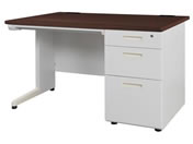 Netforce/ナッツ 片袖机 3段 幅1200mm ニューグレー×ダークブラウン/LKD-127-FWNGDBR