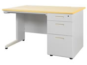 Netforce/ナッツ 片袖机 3段 幅1200mm ニューグレー×ナチュラル/LKD-127-FWNGNA3