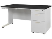 Netforce/ナッツ 片袖机 3段 幅1400mm ニューグレー×ブラック/LKD-147-FWNGBK3