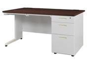 Netforce/ナッツ 片袖机 3段 幅1400mm ニューグレー×ダークブラウン/LKD-147-FWNGDBR