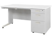 Netforce/ナッツ 片袖机 3段 幅1400mm ニューグレー×ホワイト/LKD-147-FWNGWH3