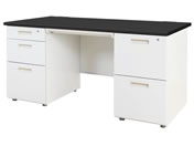 Netforce/ナッツ 両袖机 2+3段 幅1400mm ホワイト×ブラック/LRD-147-WHBK23