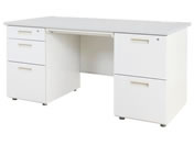 Netforce/ナッツ 両袖机 2+3段 幅1400mm ホワイト×ニューグレー/LRD-147-WHNG23