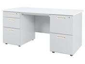 Netforce/ナッツ 両袖机 2+3段 幅1400mm ニューグレー×ホワイト/LRD-147-NGWH23