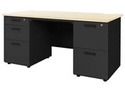 Netforce/ナッツ 両袖机 2+3段 幅1400m ブラック×ナチュラル/LRD-147B-BNA23