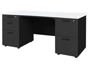 Netforce/ナッツ 両袖机 2+3段 幅1600mm ブラック×ホワイト/LRD-167B-BWH23