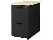 Netforce/ナッツ 脇机 2段 幅400mm ブラック×ナチュラル/LD-WD2B-FW-BKNA