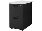 Netforce/ナッツ 脇机 2段 幅400mm ブラック×ニューグレー/LD-WD2B-FW-BKNG