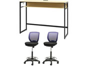 Netforce/�n�C�f�X�N1��+�n�C�`�F�A2�r �Z�b�g ��1500mm �L���X�^�[�r �f�X�N�`�F�A BK�~NA �`�F�A NV/HD1545CRH12BNNV