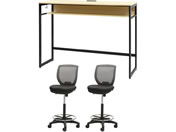 Netforce/�n�C�f�X�N1��+�n�C�`�F�A2�r �Z�b�g ��1500mm �L���X�^�[�r �f�X�N�`�F�A BK�~NA �`�F�A GY/HD1545CRH12BNGY