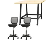 Netforce/�n�C�e�[�u��1��+�n�C�`�F�A2�r �Z�b�g ��1200mm �L���X�^�[�r �e�[�u���`�F�A BK�~NA �`�F�A GY/WHT12HCRH12BNGY