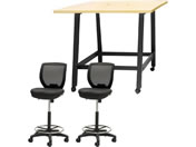 Netforce/�n�C�e�[�u��1��+�n�C�`�F�A2�r �Z�b�g ��1200mm �L���X�^�[�r �e�[�u���`�F�A BK�~NA �`�F�A BK/WHT12HCRH12BNBK