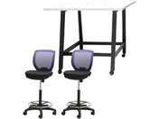 Netforce/�n�C�e�[�u��1��+�n�C�`�F�A2�r �Z�b�g ��1200mm �L���X�^�[�r �e�[�u���`�F�A BK�~WH �`�F�A NV/WHT12HCRH12BWNV