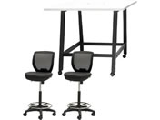 Netforce/�n�C�e�[�u��1��+�n�C�`�F�A2�r �Z�b�g ��1200mm �L���X�^�[�r �e�[�u���`�F�A BK�~WH �`�F�A BK/WHT12HCRH12BWBK