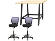 Netforce/�n�C�e�[�u��1��+�n�C�`�F�A2�r �Z�b�g ��1200mm �Œ�r �L���X�^�[�r �e�[�u���`�F�A BK�~NA �`�F�A NV/WHT12HCRHFLBNNV