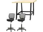 Netforce/�n�C�e�[�u��1��+�n�C�`�F�A2�r �Z�b�g ��1200mm �Œ�r �L���X�^�[�r �e�[�u���`�F�A BK�~NA �`�F�A GY/WHT12HCRHFLBNGY