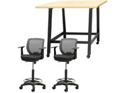 Netforce/�n�C�e�[�u��1��+�n�C�`�F�A2�r �Z�b�g �I�t�� ��1200mm �L���X�^�[�r �e�[�u���`�F�A BK�~NA �`�F�A GY/WHT12HCRHTABNGY