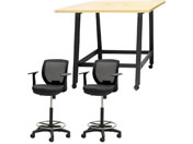 Netforce/�n�C�e�[�u��1��+�n�C�`�F�A2�r �Z�b�g �I�t�� ��1200mm �L���X�^�[�r �e�[�u���`�F�A BK�~NA �`�F�A BK/WHT12HCRHTABNBK