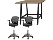 Netforce/�n�C�e�[�u��1��+�n�C�`�F�A2�r �Z�b�g �I�t�� ��1200mm �L���X�^�[�r �e�[�u���`�F�A BK�~WN �`�F�A BK/WHT12HCRHTAKWBK