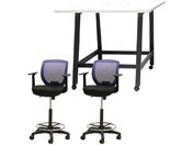 Netforce/�n�C�e�[�u��1��+�n�C�`�F�A2�r �Z�b�g �I�t�� ��1200mm �L���X�^�[�r �e�[�u���`�F�A BK�~WH �`�F�A NV/WHT12HCRHTABWNV