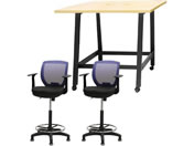 Netforce/�n�C�e�[�u��1��+�n�C�`�F�A2�r �Z�b�g �I�t�� ��1200mm �Œ�r �L���X�^�[�r �e�[�u���`�F�A BK�~NA �`�F�A NV/WHT12HCRHTFBNNV