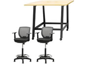 Netforce/�n�C�e�[�u��1��+�n�C�`�F�A2�r �Z�b�g �I�t�� ��1200mm �Œ�r �L���X�^�[�r �e�[�u���`�F�A BK�~NA �`�F�A GY/WHT12HCRHTFBNGY