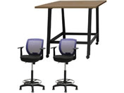 Netforce/�n�C�e�[�u��1��+�n�C�`�F�A2�r �Z�b�g �I�t�� ��1200mm �Œ�r �L���X�^�[�r �e�[�u���`�F�A BK�~WN �`�F�A NV/WHT12HCRHTFKWNV