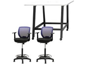 Netforce/�n�C�e�[�u��1��+�n�C�`�F�A2�r �Z�b�g �I�t�� ��1200mm �Œ�r �L���X�^�[�r �e�[�u���`�F�A BK�~WH �`�F�A NV/WHT12HCRHTFBWNV