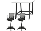 Netforce/�n�C�e�[�u��1��+�n�C�`�F�A2�r �Z�b�g �I�t�� ��1200mm �Œ�r �L���X�^�[�r �e�[�u���`�F�A BK�~WH �`�F�A GY/WHT12HCRHTFBWGY