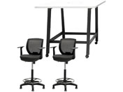 Netforce/�n�C�e�[�u��1��+�n�C�`�F�A2�r �Z�b�g �I�t�� ��1200mm �Œ�r �L���X�^�[�r �e�[�u���`�F�A BK�~WH �`�F�A BK/WHT12HCRHTFBWBK