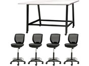 Netforce/�n�C�e�[�u��1��+�n�C�`�F�A4�r �Z�b�g ��1800mm �L���X�^�[�r �e�[�u���`�F�A BK�~WH �`�F�A BK/WHT18HCRH14BWBK