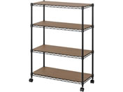 アイリスオーヤマ/カラーメタルラック ウッドボード付4段 幅750mm ブラック
