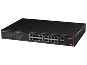 バッファロー/法人向け レイヤー2 Giga PoE スマートスイッチ 16ポート BK