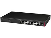 バッファロー/法人向け レイヤー2 Giga PoE スマートスイッチ 24ポート BK