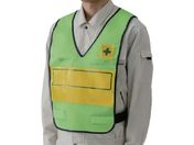 ユニット/反射表示付ベスト 若草 無地 ナイロンメッシュ 379-702