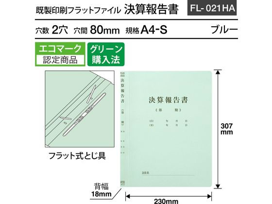 プラス 既製印刷フラットファイルA4-S 決算報告書 10冊 | Forestway