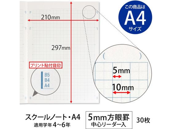 キョクトウ スクールノート A4 5mm方眼罫 30枚 ブルー LA10 通販