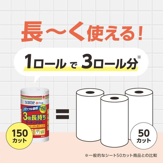 クレシア スコッティ ファイン3倍巻キッチンタオル2ロール 33245【通販