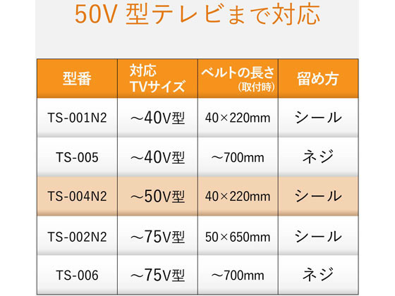 エレコム TV用耐震ベルト ～50V用 強力粘着シールタイプ 4本入 通販