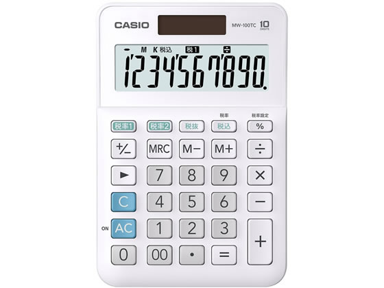 カシオ W税率電卓 ミニジャストタイプ 10桁 白 MW-100TCWE-N【通販 