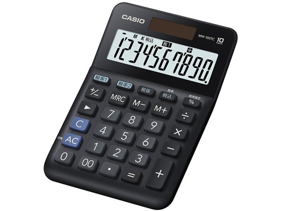 カシオ W税率電卓 ミニジャストタイプ 10桁 黒 MW-100TCBK-N 通販 
