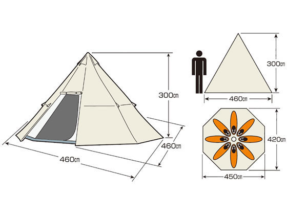キャプテンスタッグ CSクラシック ワンポールテント オクタゴン460UV 通販【フォレストウェイ】