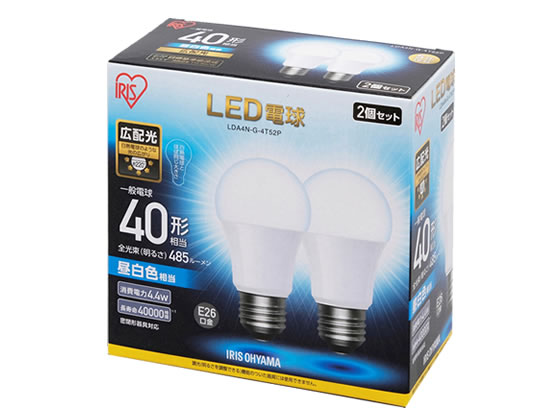 アイリスオーヤマ LED電球広配光485lm昼白色2個 LDA4NG4T52P 通販